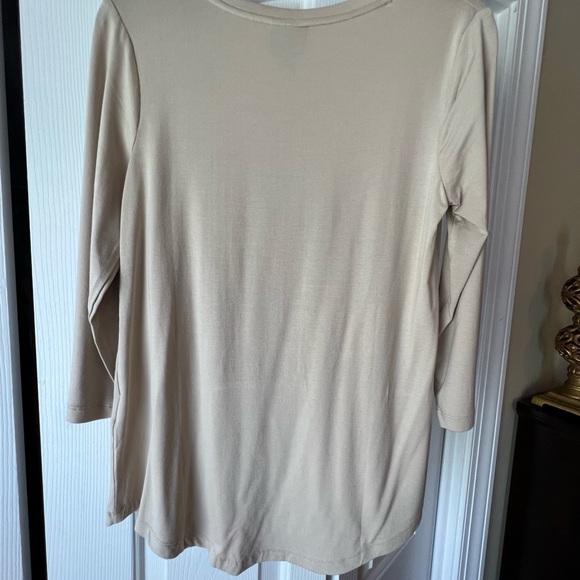 JM Collection Tees Tan Scoop Neck 3/4 Sleeve Top Size XS, NWOT - Picture 4 of 4